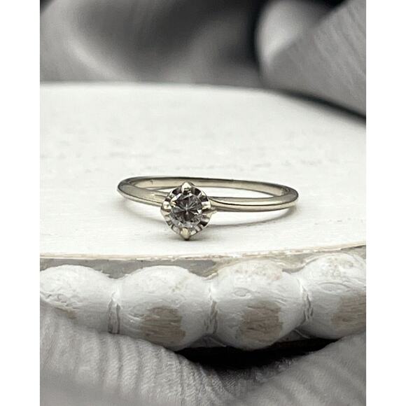 Ff Jewelry - 14 White Gold Diamond Engagement Ring Size 6.5